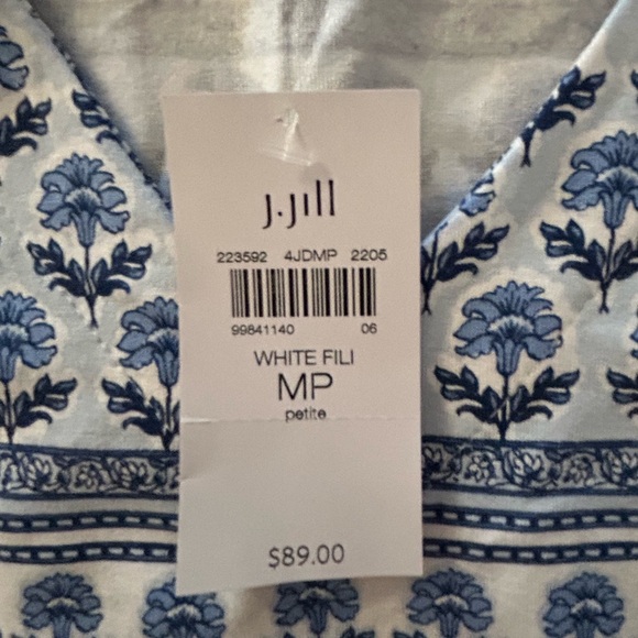 J. Jill Floral Blue and White V-Neck Dress NWT - Picture 7 of 12
